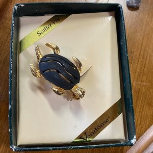 Gold and Black Turtle Brooch
